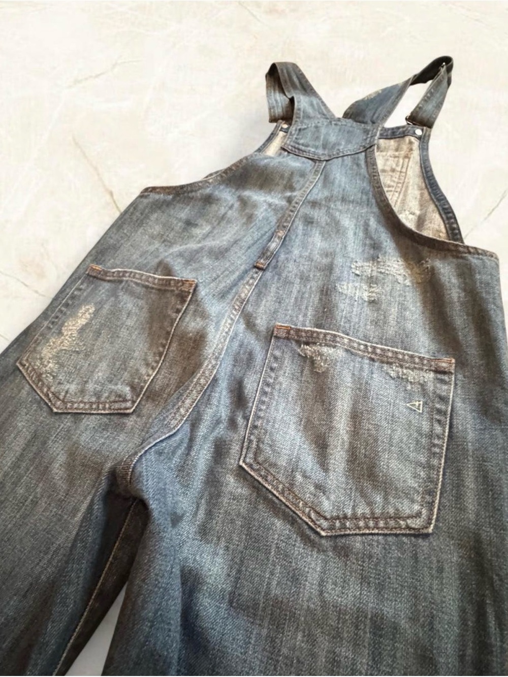 Hidden Jeans Girls Blue Distressed Denim Bib Overall Jumpsuit Button Pockets Sm - Picture 6 of 15